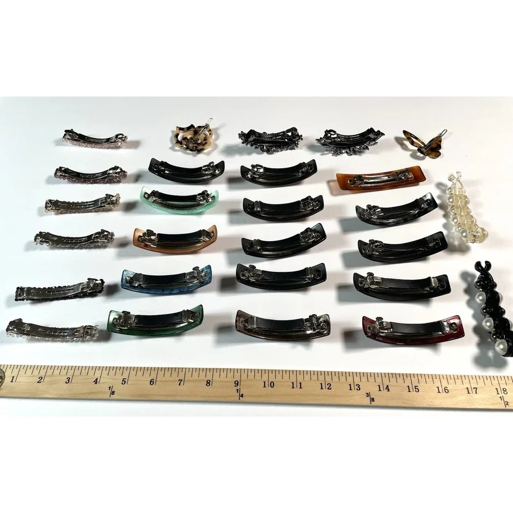 27 Pc Fancy Hair Clips Barrettes Set Colorful Pearl Rhinestone Cute Trendy Lot